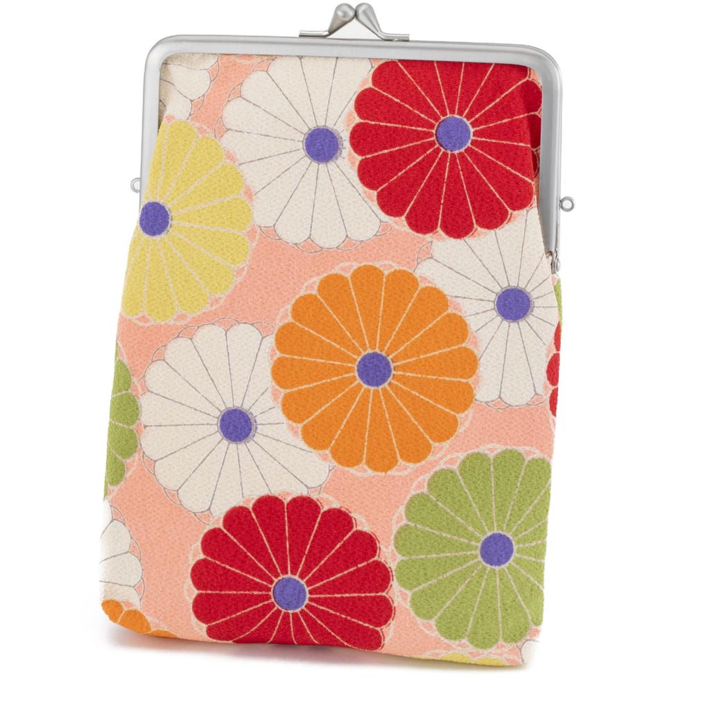 Норен Госюинтё на 2 дизайна 22 x Глубина Сделано в Квадратная застежка Печать Кейс Кейс/Кошелек (Хризантема - Розовая) 14см, 2,5см / Япония, Застежка, Макияж,