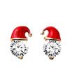 Sparkling Christmas Stud Earrings Red Enamel Rhinestone Ball Earrings Santa Hat Earrings  Women