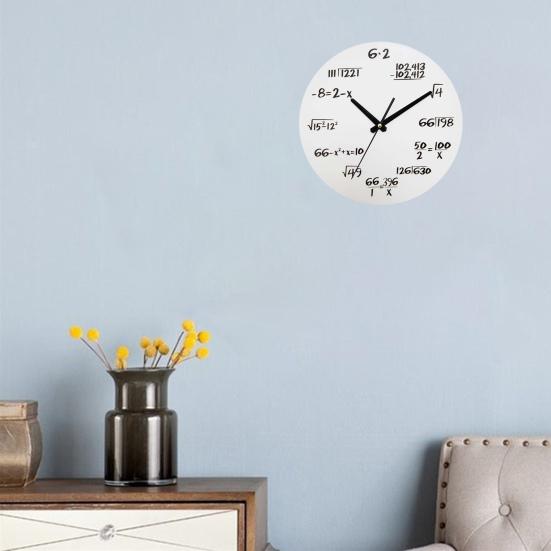 Math Wall Clock Silent Non-Ticking Quartz Movement with Hanging Hook Wooden Clock for Classroom Home Decoration