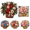 Floral Needlepoint Alternative Flower Basket Patchwork DIY Kit, Layered Fabric Flowers Crafting Room Wall Decoration 3D Sewing Project for