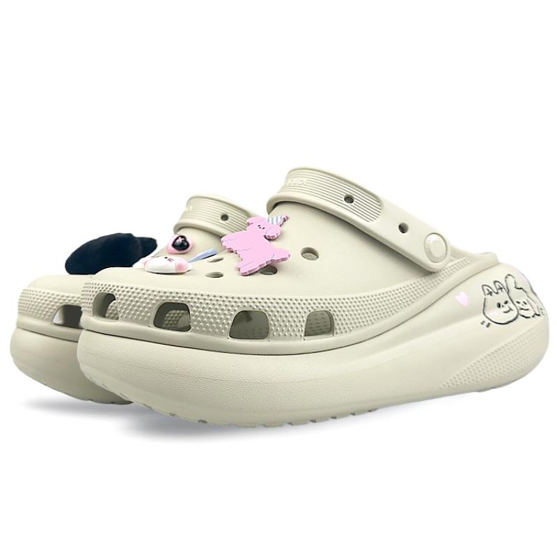 Crocs Crush Clog BNK Love Bones Listening Kitten Hat Puppy Clogs Unisex White