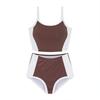 Source Korean ins simple double shoulder suspender sports style swimsuit women's split triangular high waist small chest swimsuit