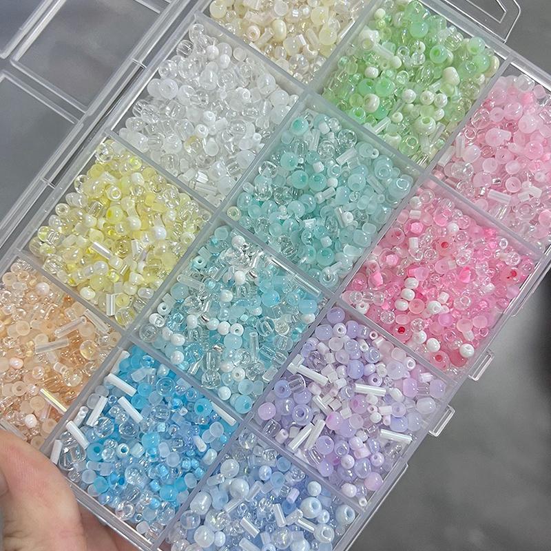Summer Ice Cream Soda Color Glass Rice Beads Mixed Color Diy Handmade Beaded Bracelet Necklace Jewelry Material Package