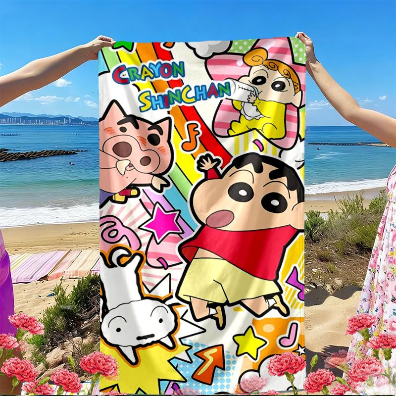 Crayon Shin Print Beach Towel, Versatile Lightweight Absorbent Beach Towel for Pool Surf Yoga Bathroom, Perfect Birthday Holiday Gift