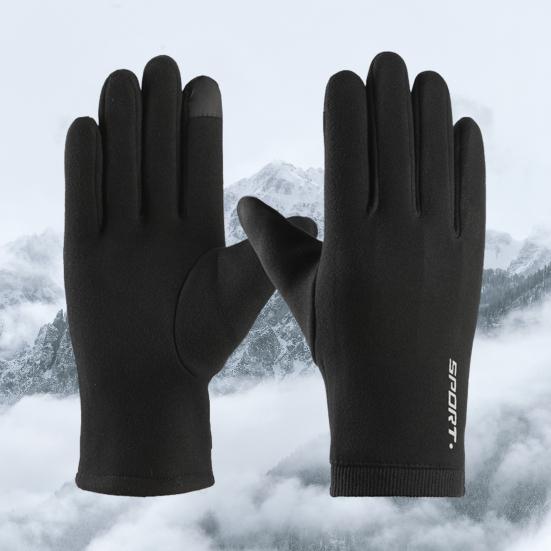 1 пара зимних теплых перчаток с плюшевой подкладкой, эластичные ветрозащитные мужские перчатки с полным пальцем для холодной погоды и сенсорным экраном