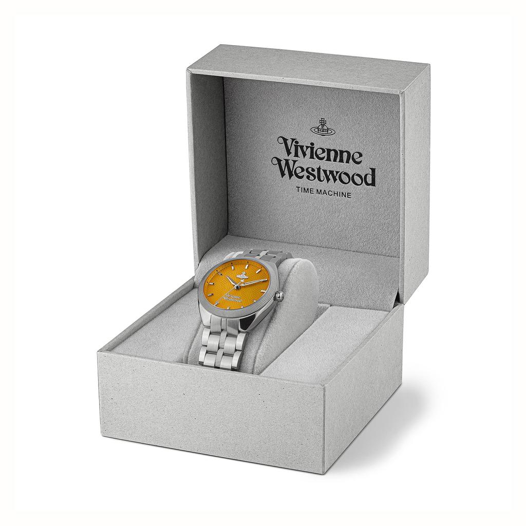 VIVIENNE WESTWOOD Часы Mews Watch, SS23 VV281TNSL, Коричневый циферблат, Серебристый браслет, Безель с насечками, 37 мм, Женские