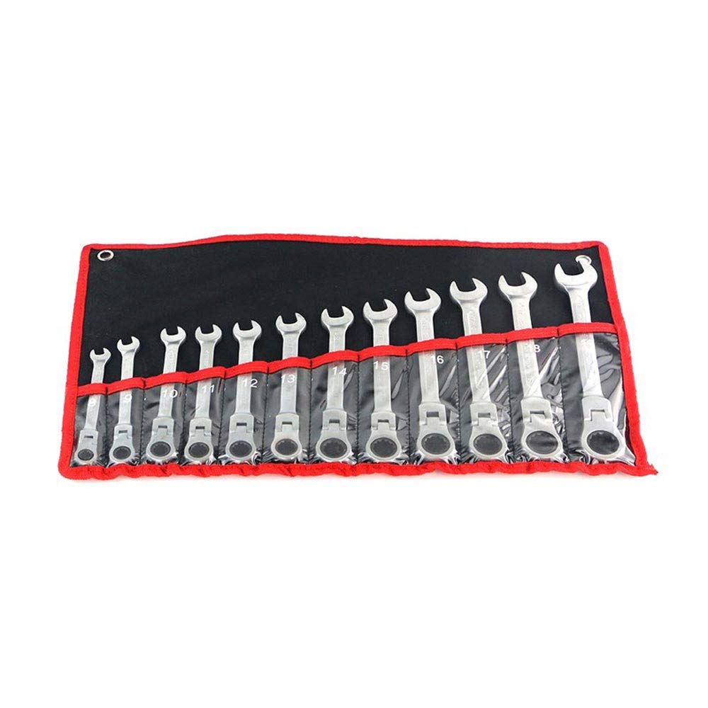zmart Ratchet Spanner Universal for Work Number of Automotive Gear Toolbox Set, 8-19mm, 12-Piece Set, Wrench, Multi-Tool, Nuts, Bolts, Tightening,