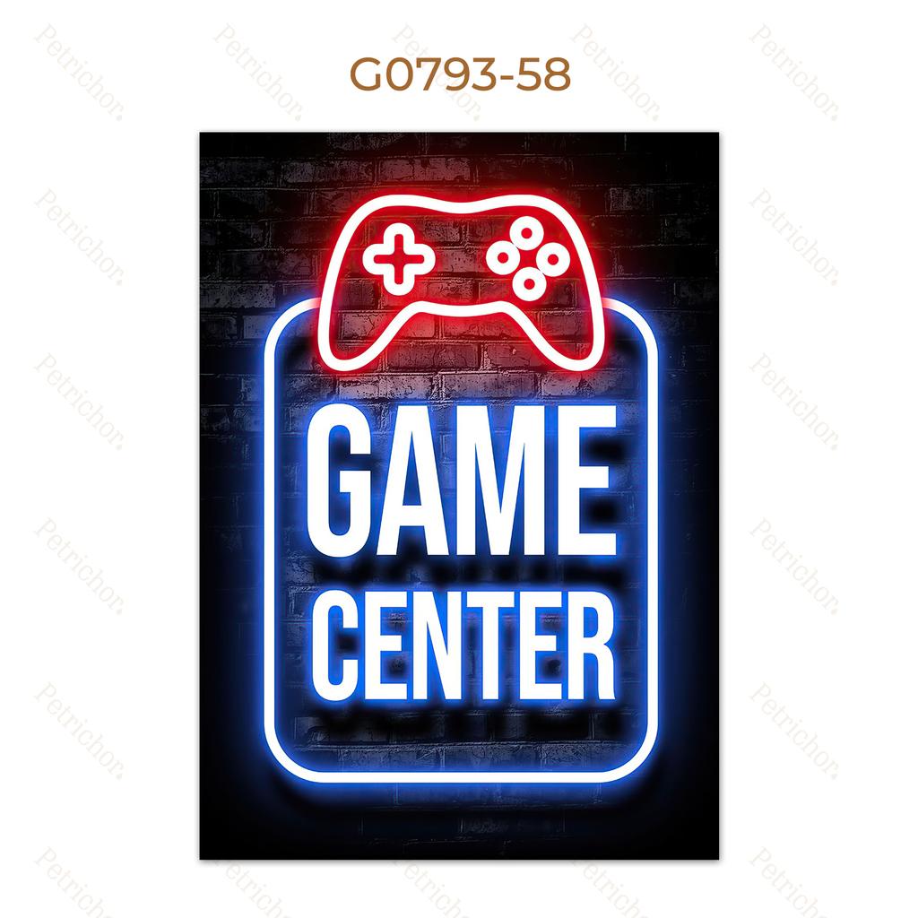 Modern Lights Gaming Zone Industrial Neon Wall Art Canvas Painting Posters Picture For Internet Cafe Bar Boy Room Home Decor