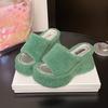 Fashion High Heels Women's Platform Slippers Winter Fashion Fluffy Shoes 2025 New Comfortable Slides Designer Fashion Casual Chaussures