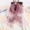 Mulberry Silk Embroidery Scarf Handmade Embroidery Flower Shawl Long Cheongsam Outerwear Scarf