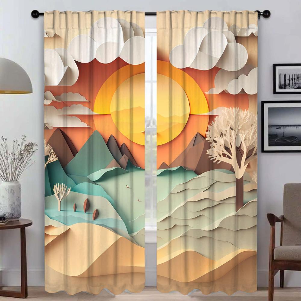 Разделение Пейзаж Искусство Окно Шторы для комнаты 2 Панельные затемняющие шторы Тюль для спальни Домашний интерьер Шторы Гостиная Камера