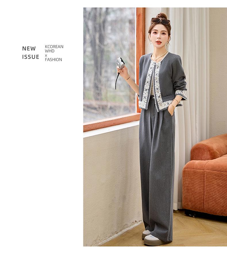 2025 Spring Casual Chic Two-Piece Set: Age-Defying Cardigan & Wide-Leg Pants