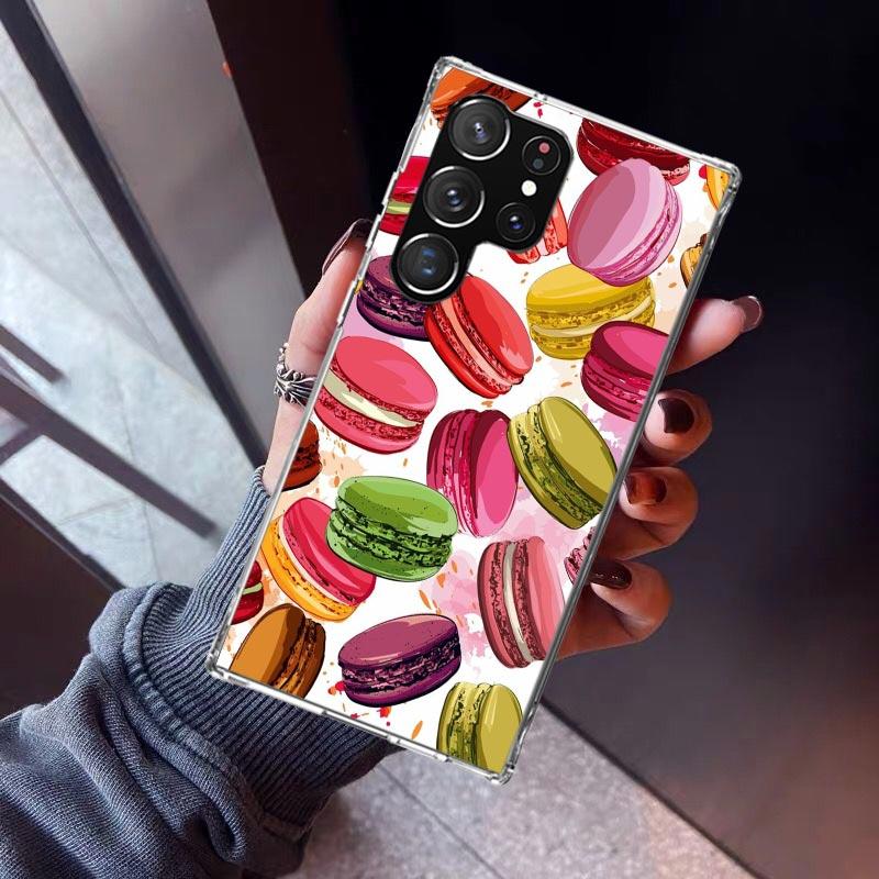 Macaron Ice Cream Cake Doughnut Phone Case For Samsung Galaxy S26 S25 Edge S24 S23 Ultra S22 Plus S21 S20 FE Soft TPU Back Cover