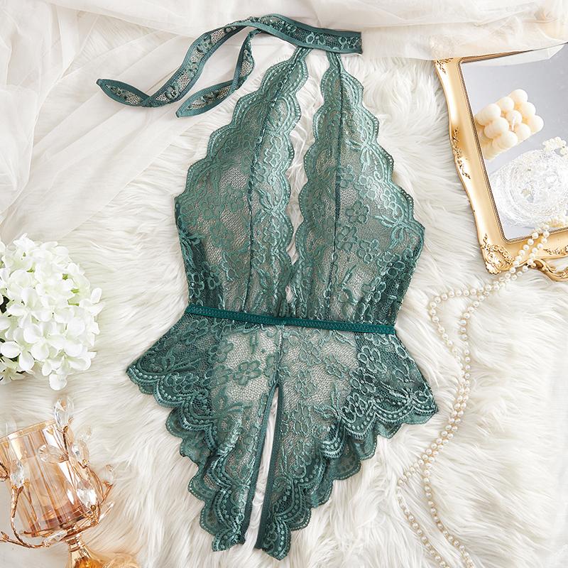 Сексуальное нижнее белье для женщин, цельный прозрачный кружевной комбинезон-пижама, боди с глубоким вырезом, без ластовицы, тедди, кукла, эротические костюмы