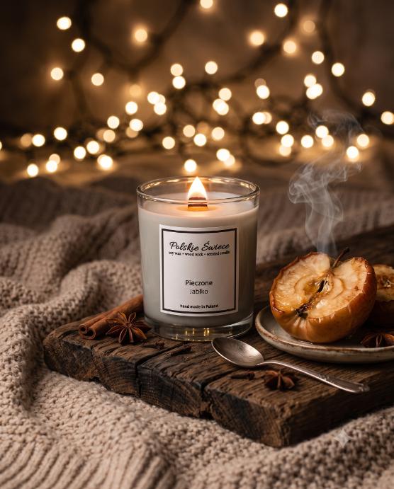 soy candle with a wooden wick + BAKED APPLE
