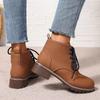 Модные осенне-зимние женские ботинки, женские ботильоны унисекс, классические на шнуровке, с круглым носком, женская уличная обувь, большие размеры, zapatos de mujer