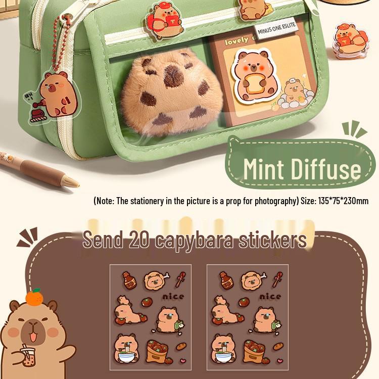 Капибара Прозрачный пенал большой вместимости, грязеотталкивающий, милый и стильный для учеников средней школы