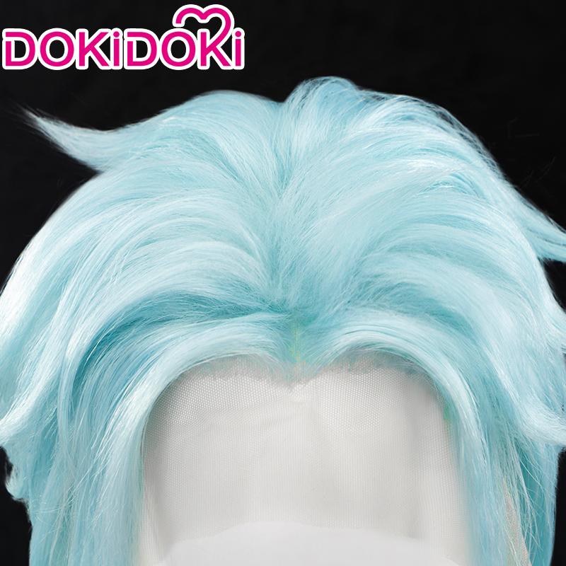 Парик Доктора Игра Genshin Impact Косплей Парик Вестника Фатуи DokiDoki Сетчатый спереди Маска Фатуи Доктора Серьги