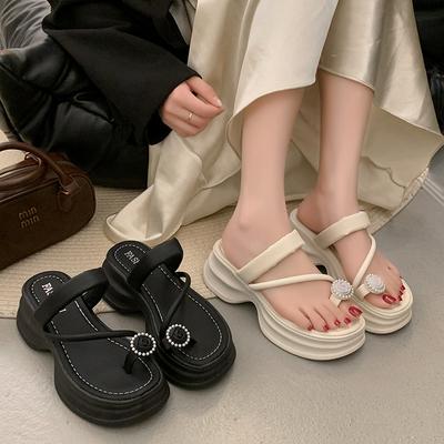 Красивые темпераментные классные тапочки женские летние тапочки с новым закрытым носком и стразами, с толстой подошвой, для пляжа, для женщин