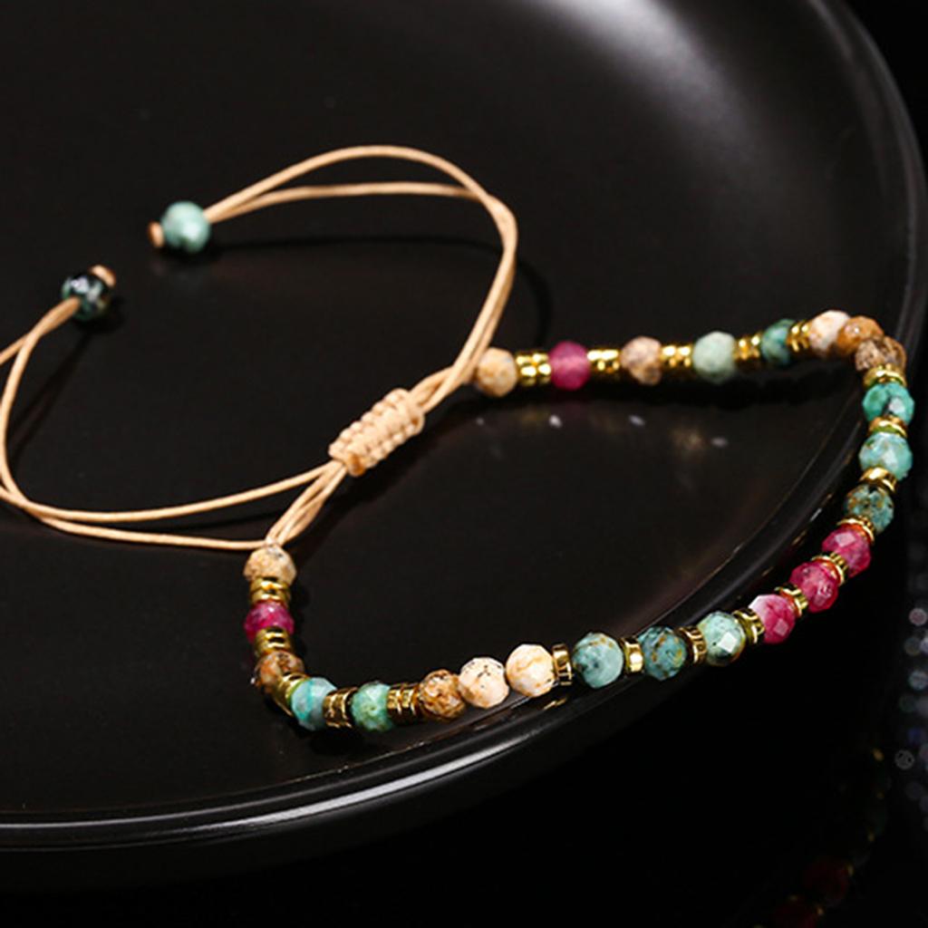 Cut Natural African Turquoise Colored Chalcedony Braided Bracelet Girl's Personality Joker Jewelry.