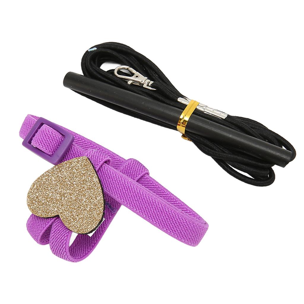Pet Bird Harness Leash Elastic Adjustable Lightweight Parrot Flying Leash Straps with Cute Heart Purple