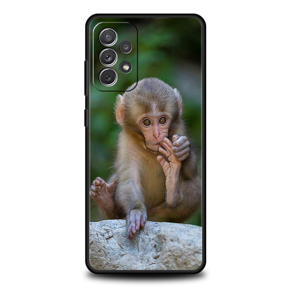 Милый Забавный Чехол-Обезьянка для Samsung Galaxy A17 A13 A15 A25 A35 A51 A55 A71 A21S A11 A31 A41 A23 A53 A73 5G A03S A05s