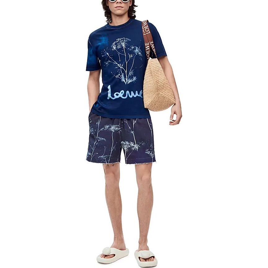 LOEWE T-Shirts Men's Blue Crew Neck Moderate Straight Fit H616Y22J10-5102