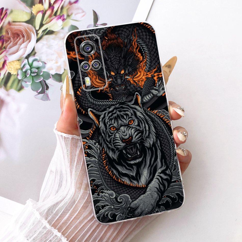 Для Vivo Y51 V2030 V2031 Y51A Y31 Y33 Y53s 4G Чехол для телефона с рисунком «Крутой Дракон Тигр» для Vivo Y51 2020 Мягкие силиконовые TPU чехлы