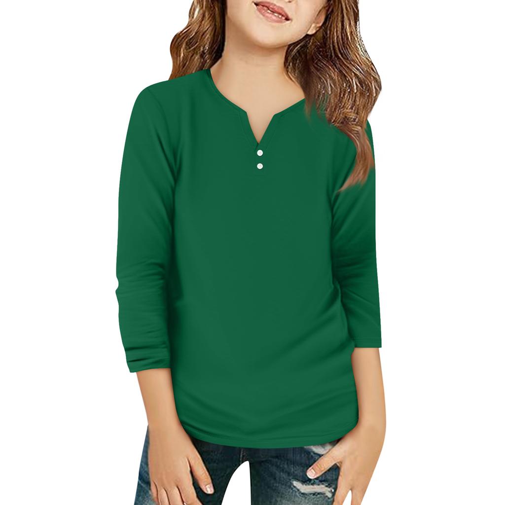 Детская футболка с рукавом 3/4, повседневная футболка с принтом, круглый вырез, блузка-пуловер