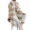 Women's Casual Coat Winter Overcoat Jacket Plaid Print Drop Shoulder Teddy Coat