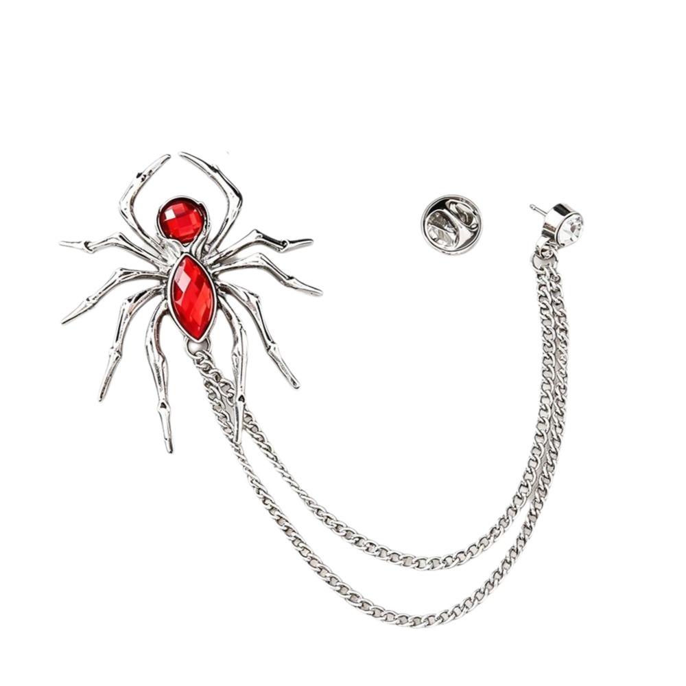 Fashion Versatile Spider Brooch Exaggerated Design Zircon Brooches Shirt Collar