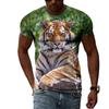Свободные летние топы для мужчин, одежда больших размеров, футболка с 3D принтом животных, футболки с узором тигра для пар, топ с короткими рукавами и круглым вырезом, дышащие мужские рубашки