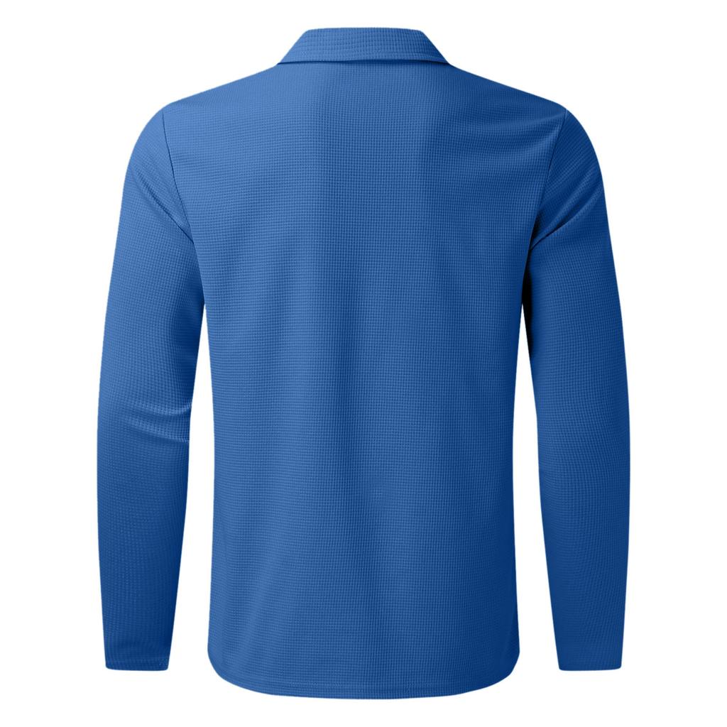 New Waffle Zip Long Sleeve Polo Shirt Men's T-shirt Top 8 Colours