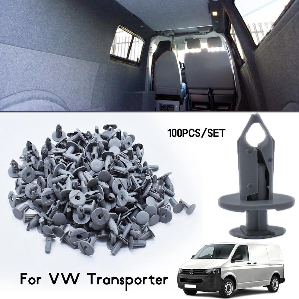 100PC For VW Transporter T4 T5 T6 Volkswagen Caravelle Multivan Longer Long Trim Panel Clips Carpet Lining Plastic Retainer Fasteners Fixing Buckles