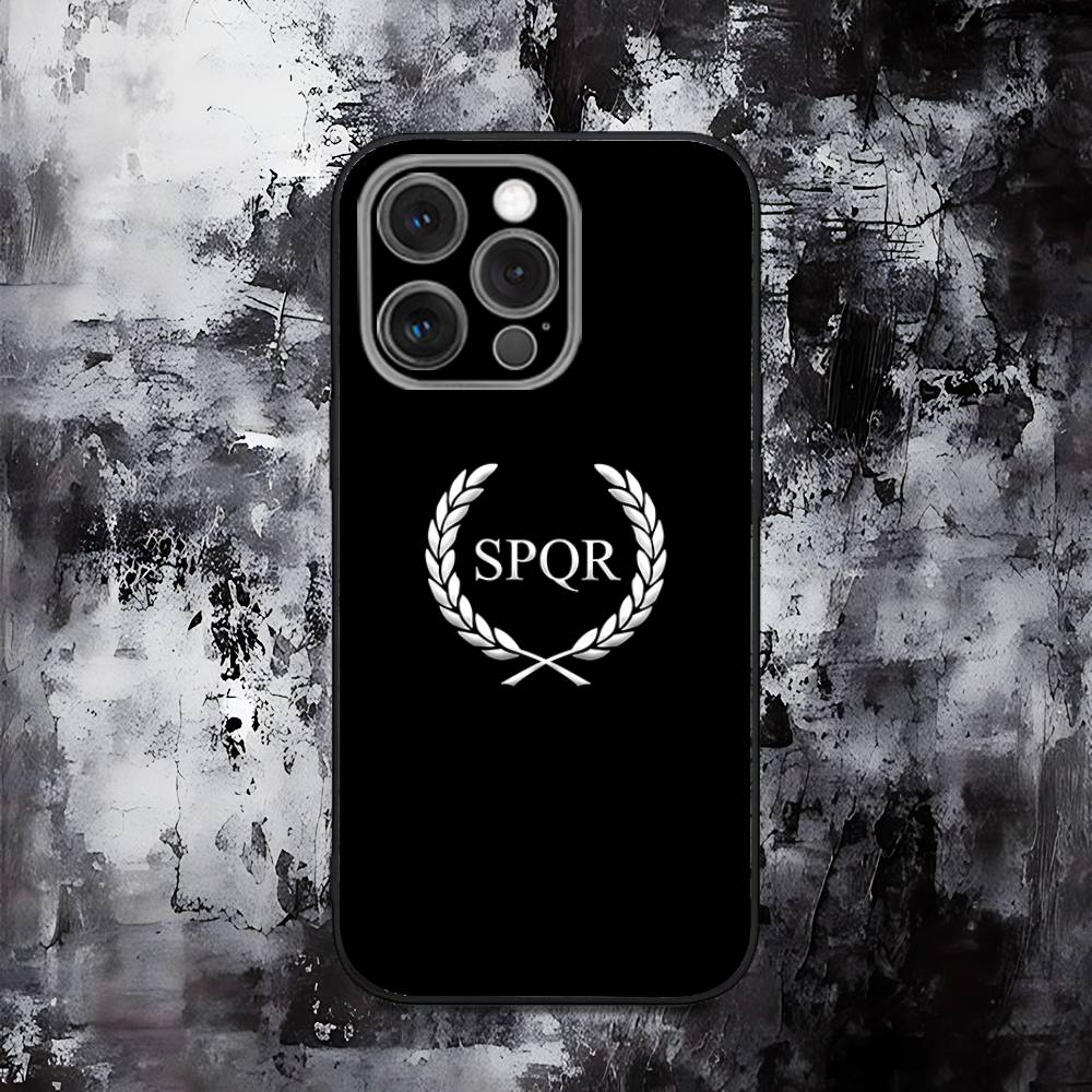 Roman Empire SPQR Phone Case For iPhone 16,15,14,13,12,11,Pro,Max,Plus,X,XS,SE,E,Mini,Soft Silicone Black Case