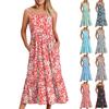 Women's Long Beach Casual Elegant Spaghetti Strap Maxi Dress Stitching Low-key Flowing Bohemian Dress