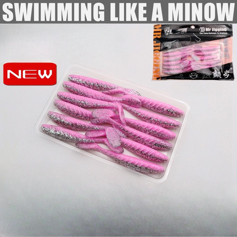 12/16/20pcs Paddle Tail Soft Worm Bait 45/55/65/75mm Swing Swimbait Wobbler T Tail Soft Fishing Lures for Bass Swim As A Minnow