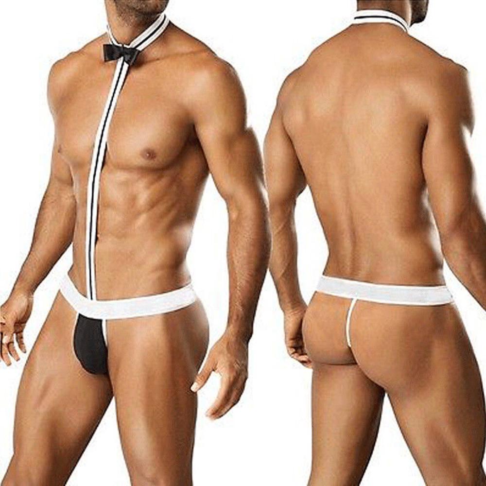 Новинка, сексуальное мужское нижнее белье Mankini Thong, костюм официанта, боди, нижнее белье, трусы