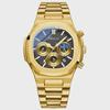 Men's Multifunction Quartz Watch Chronograph Luminous Water-Resistant Luxury Golden Steel Bracelet Men Moonswatch