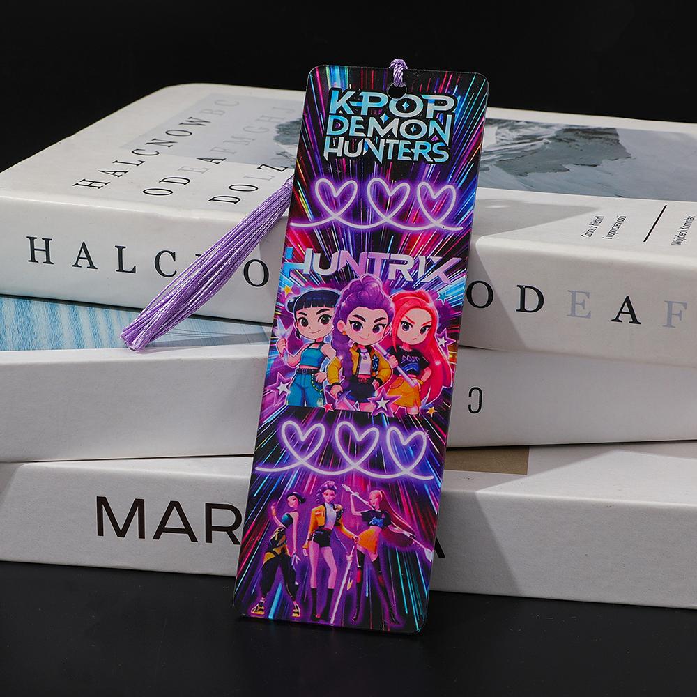 K-POP Охотники на демонов Акриловая закладка с кисточками - Аниме Руми Мира Коллекционный подарок для фанатов, Закладка для чтения Студенческий сувенир
