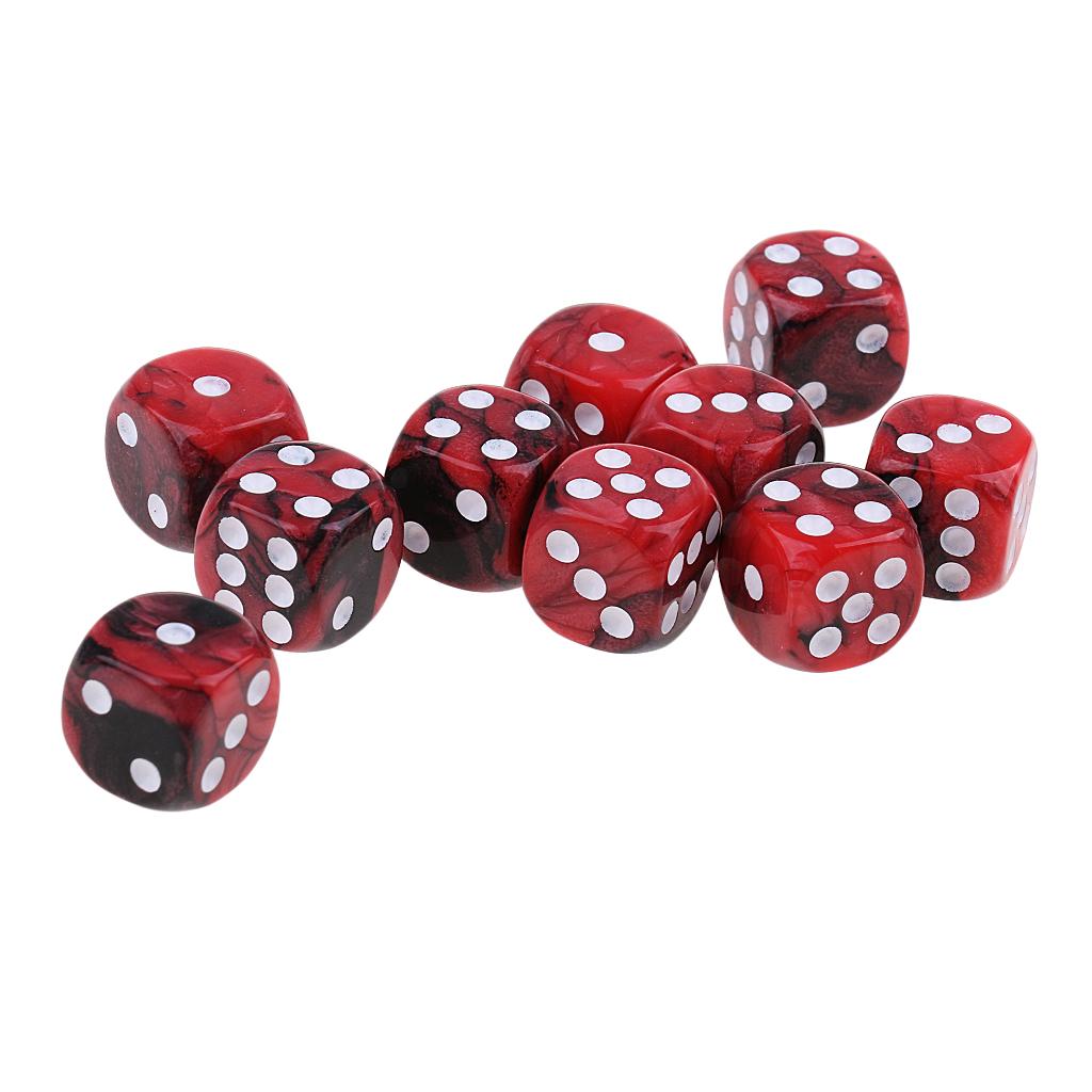 10x Six Sided D6 Dice Dotted For Props Purple Blue