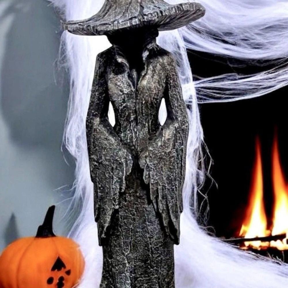 Black Ghost Witch Sculpture Gothic Halloween Party Decoration Halloween Witch Statue Haunted House