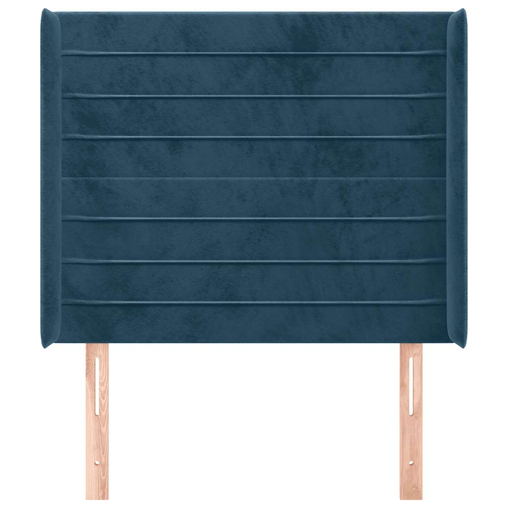 Headboard with Ears Dark Blue 83 x 16 x 118 128 cm Velvet