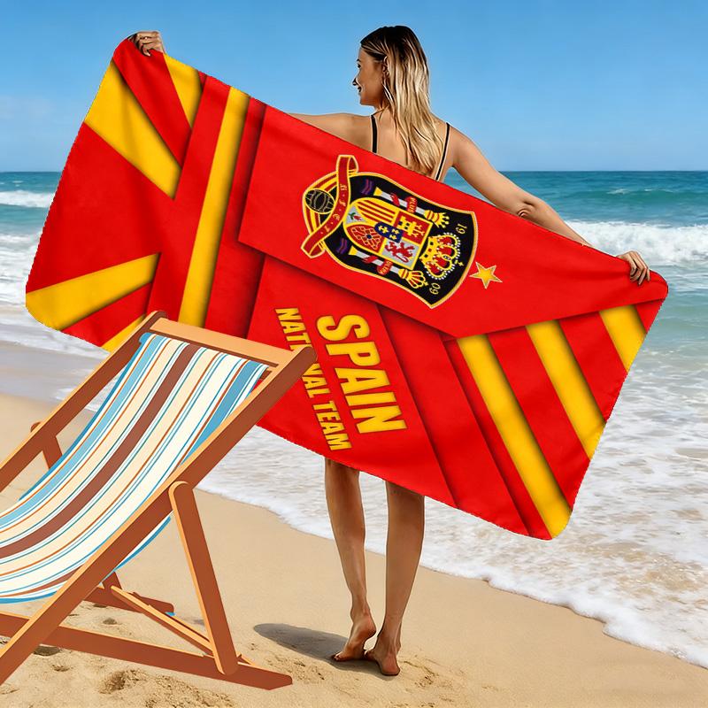 Spain Football Team Print Beach Towel, Large Soft Quick Dry Towel for Beach Camping Swimming