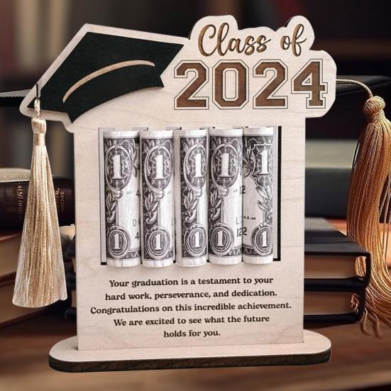 Органайзер для денег на выпускной, держатель для денег, украшение для рабочего стола, стабильный, с гладкими краями, без заусенцев, деревянный орнамент, аксессуары для вечеринок