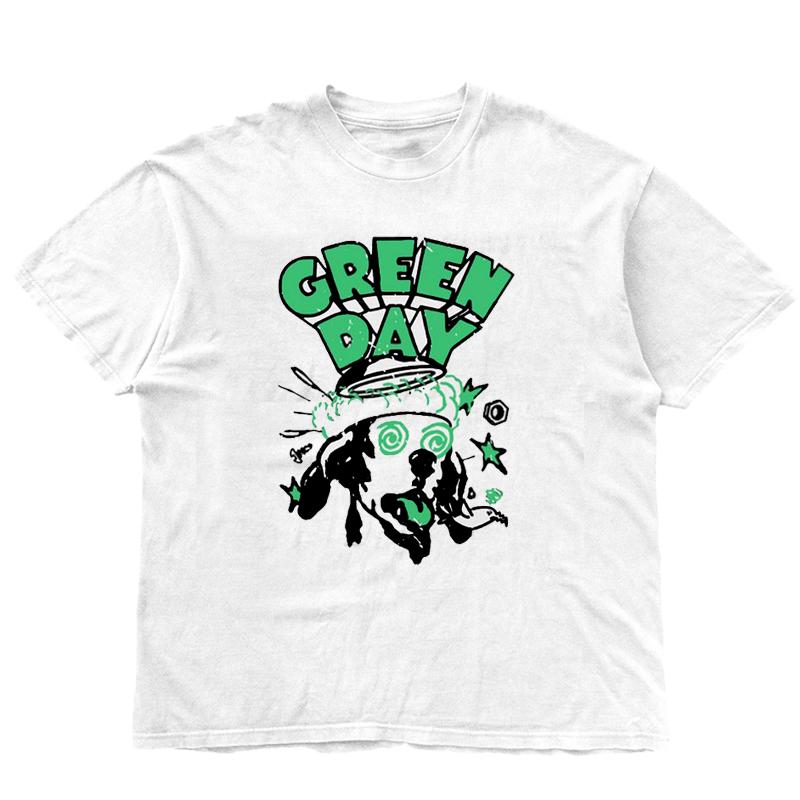 Футболка Green Day Классическая футболка рок-музыкальной группы Оверсайз с коротким рукавом Панк Уличный стиль Топы для мужчин и женщин