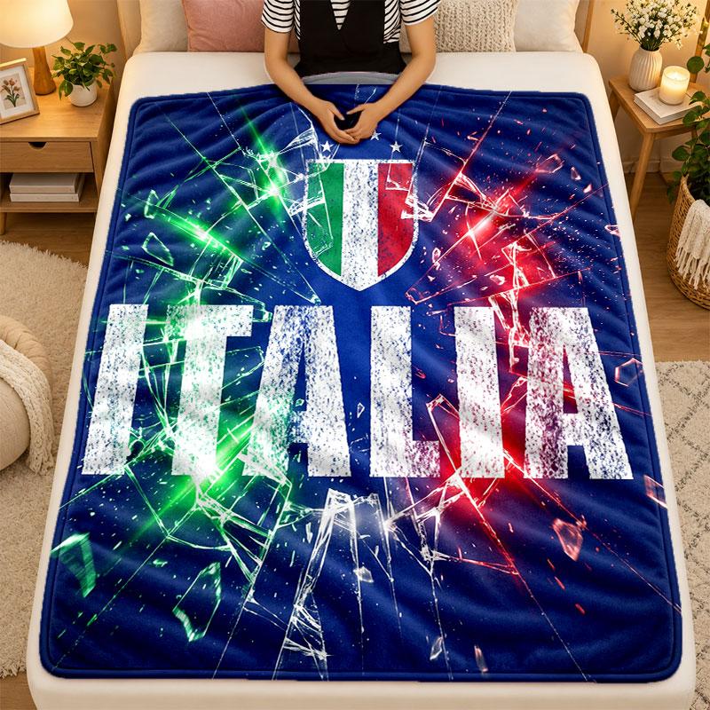 Flannel BlanketItaly Football Warm Soft Throw Blanket for Indoor Sofa Bed Living Room Use