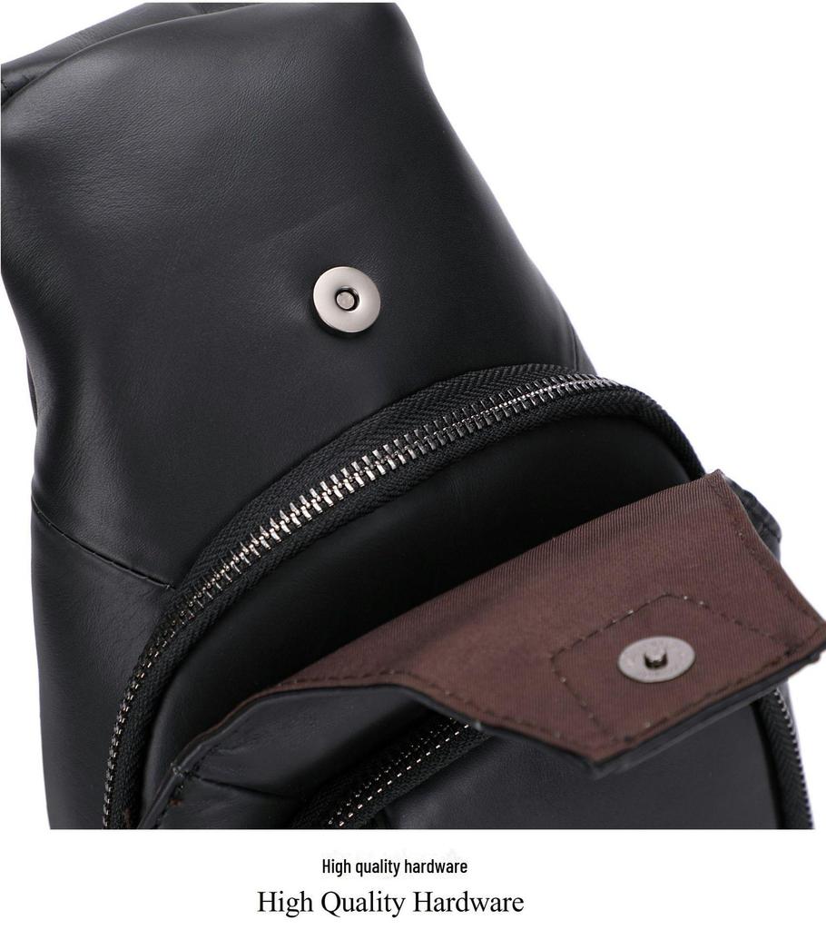 Genuine Leather Men's USB Charging Chest Bag - Business Casual Single Shoulder Messenger Bag