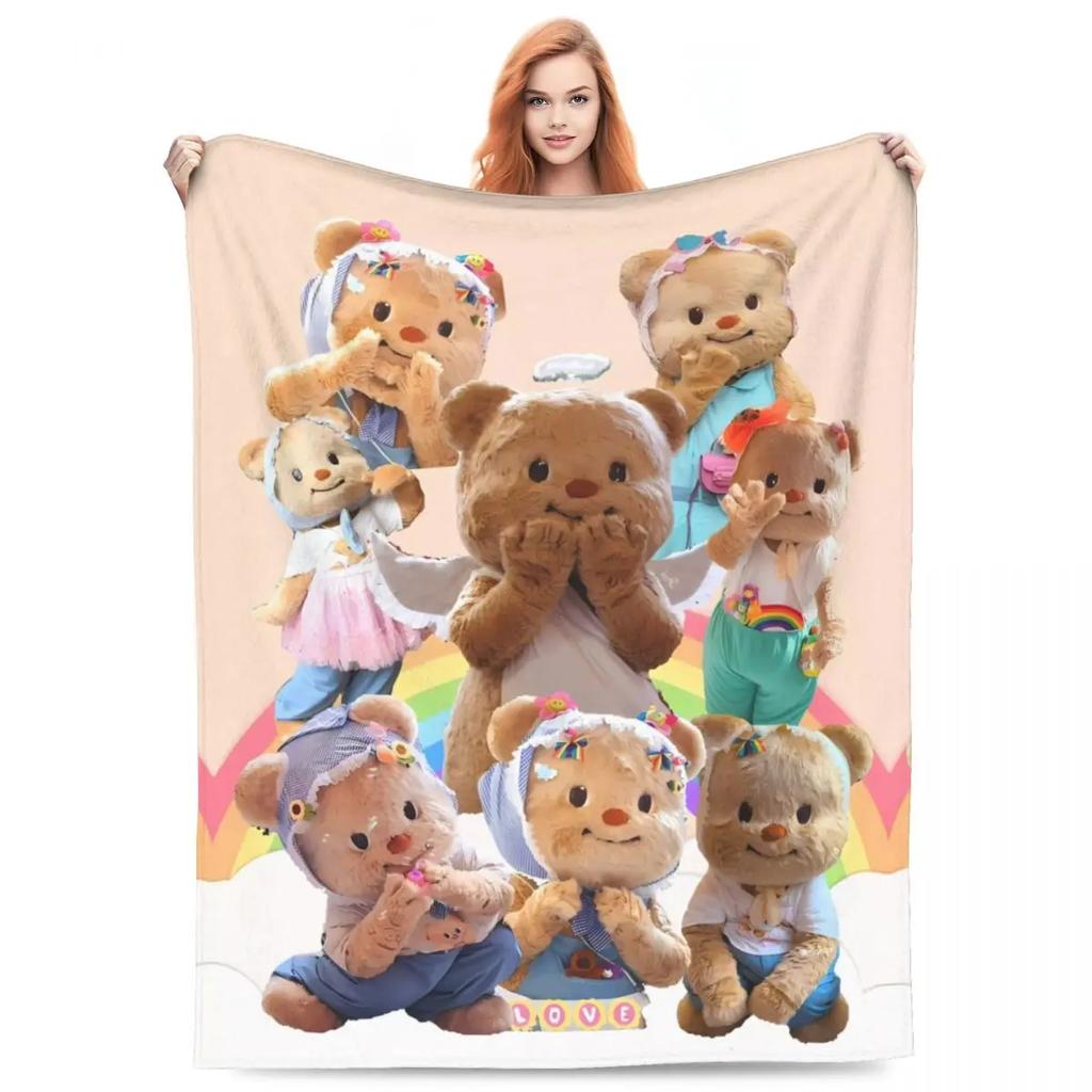 Уютное графическое одеяло ButterBear для кемпинга, спальни, дивана-кровати, плюшевое фланелевое покрывало