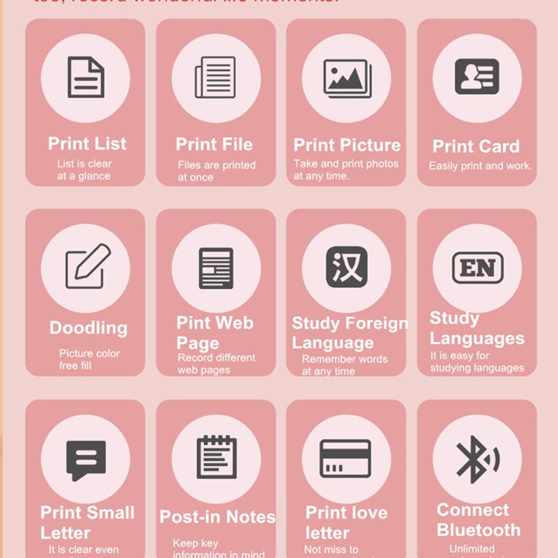 Смартфон IOS Android цифровой мгновенный фотопринтер милый портативный мини-BT беспроводной термопринтер